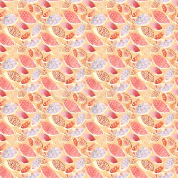 Seamless pattern with colorful hand drawing autumn leaves.
