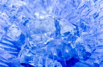 Ice texture in blue. Crystals in cold colors.
