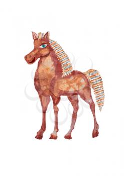 Horse-stylized illustration using different textures. Isolated on a white background