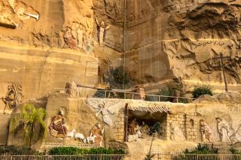 Giza Museum Complex, Egypt - 27 August 2017: Christian shrines in Egypt. Bas-reliefs of biblical history.