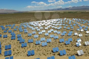 Power station on solar batteries. An alternative source of energy is solar panels