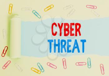 Text sign showing Cyber Threat. Business photo text has a potential to cause serious harm to a computer system