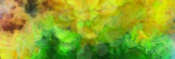 Yellow - Green Abstract Brush Strokes. Oil Painting
