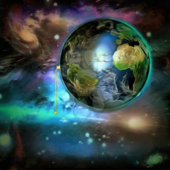 Surreal painting. Planet Earth with switch.