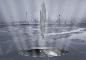 UFO flew out of the portal in the parking lot