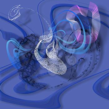 Modern digital abstract. Swirling forms and figures