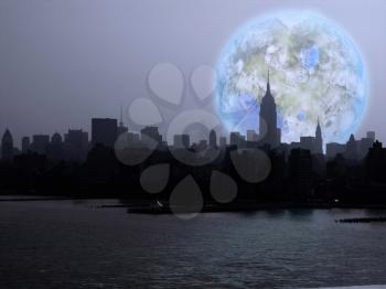 New York City. Terraformed Luna Rise. 3D rendering