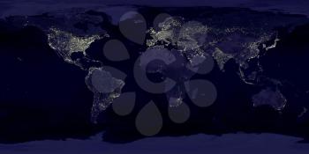 Night Earth view from space. 3D rendering
