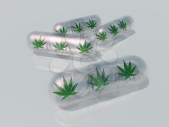 Marijuana leaf in capsule
