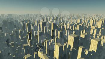 Futuristic mega city. 3D rendering