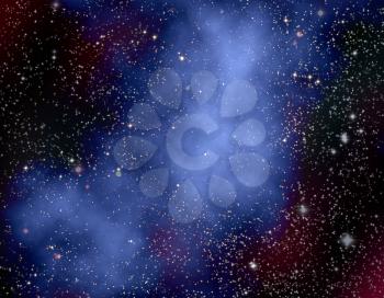 Starry sky and nebula. 3D rendering