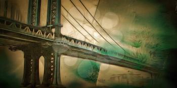 Manhattan bridge painting. 3D rendering