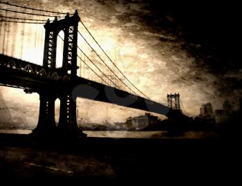 Manhattan Bridge New York City. 3D rendering