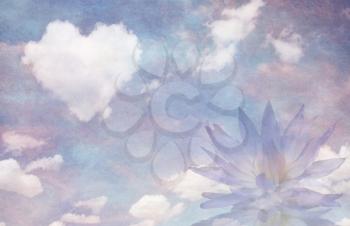 Heart cloud and lotus. 3D rendering