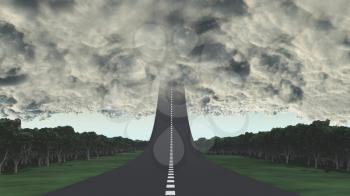 Highway to sky in arrow shape. 3D rendering