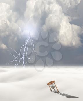 Hourglass in the clouds. 3d rendering.