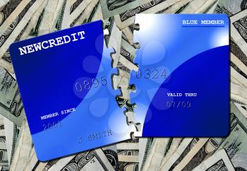 Dollar Bills and Credit Cards. 3D rendering