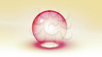 Pink glass ball isolated on white. 3d rendering.