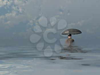 Gentleman with umbrella. 3D rendering