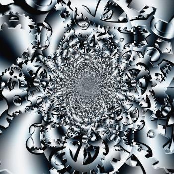 Cog wheels fractal. 3D rendering