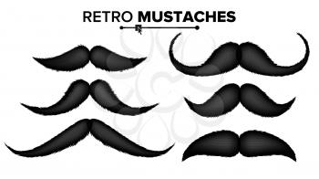Hair Mustaches Vector. Different Types. Hipster Barber Shop. Isolated Set Illustration