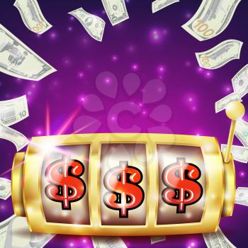 Casino Slot Machine Banner Vector. Fortune Chance Jackpot. Illustration