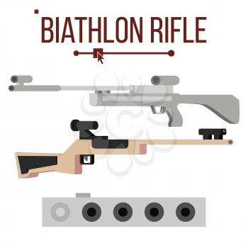 Biathlon Rifle Vector. Sport Gun Equipment Target. Winter Game. Isolated Flat Illustration
