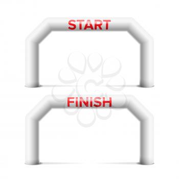 Inflatable Start, Finish Line Arch Vector. Place For Sponsors Advertising. Isolated On White Illustration