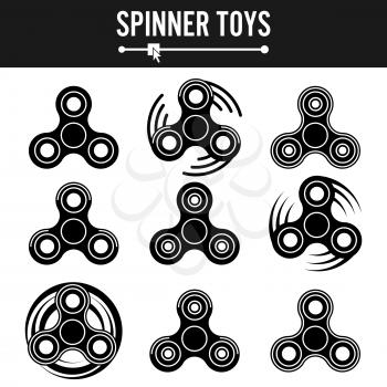 Hand Spinner Vector Labels. Black Icons Isolated