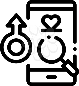 Male Love Search Icon Vector. Outline Male Love Search Sign. Isolated Contour Symbol Illustration