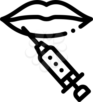 Lip Cosmetology Injection Icon Vector. Outline Lip Cosmetology Injection Sign. Isolated Contour Symbol Illustration