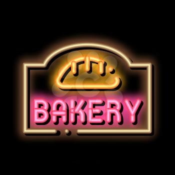 Bakery Bread Shop Nameplate neon light sign vector. Glowing bright icon Advertising Bakery Signboard For Customer Acquisition sign. transparent symbol illustration