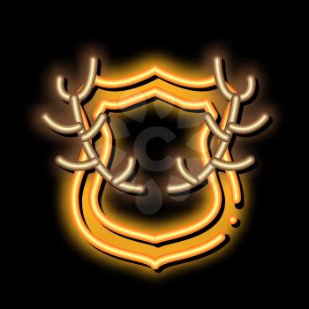 Deer Horns neon light sign vector. Glowing bright icon Deer Horns sign. transparent symbol illustration