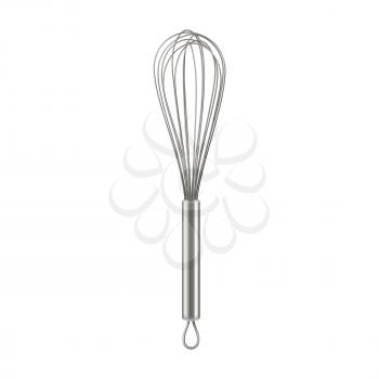 Whisk Kitchen Tool For Mixing And Whisking Vector. Stainless Whisk Cook Equipment For Mix And Prepare Culinary Cream. Metallic Kitchenware For Cooking Template Realistic 3d Illustration