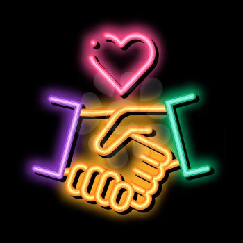 Lovely Handshake neon light sign vector. Glowing bright icon Lovely Handshake sign. transparent symbol illustration