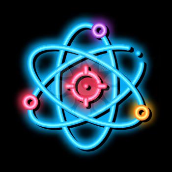 atom molecule neon light sign vector. Glowing bright icon atom molecule sign. transparent symbol illustration