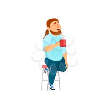 laughing man drink hot coffee in cafeteria cartoon vector. laughing man drink hot coffee in cafeteria character. isolated flat cartoon illustration