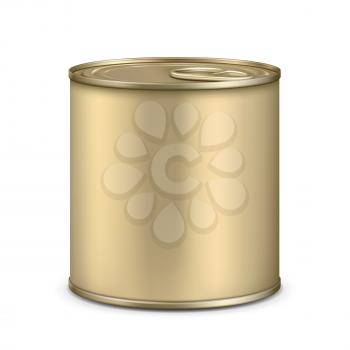 Blank Metallic Tin Can For Dairy Product Vector. Preserved Prepared Sweet Milk, Vitamin Vegetables Or Fruits In Stainless Tin Can. Container For Canning Nourishment Template Realistic 3d Illustration