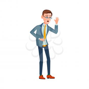 adult man speaking about financial strategy in office cartoon vector. adult man speaking about financial strategy in office character. isolated flat cartoon illustration