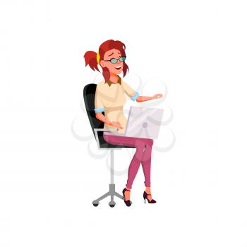 laughing woman watching online comic film on laptop cartoon vector. laughing woman watching online comic film on laptop character. isolated flat cartoon illustration