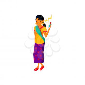 bored woman from screaming voice in phone cartoon vector. bored woman from screaming voice in phone character. isolated flat cartoon illustration