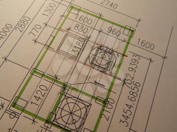 Architectural design of buildings and structures plan