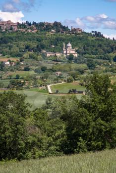 Distant view of Montepulciano and San Biagio Church