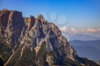 View of the Dolomites near Ortesei St Ulrich, South Tyrol, Italy