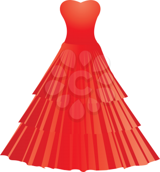 Illustration of red dress isolated on white background.