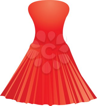 Illustration of red dress isolated on white background.
