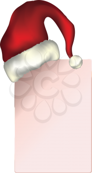 Banner with red santa hat and paper illustration.