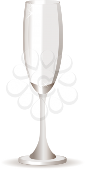 Tall empty wine, champagne glass on white background.