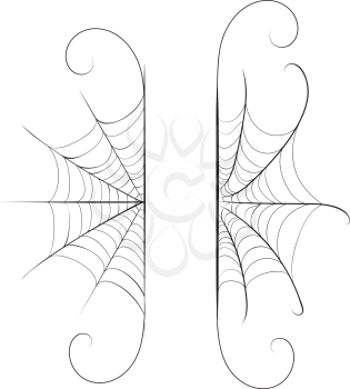Abstract decorative spider web border illustration, design for Halloween.