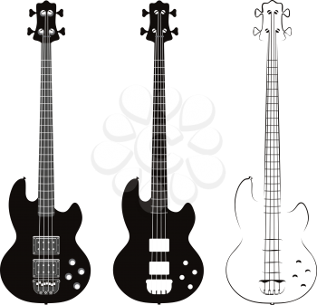 Stylized silhouette of an abstract modern electric guitar.